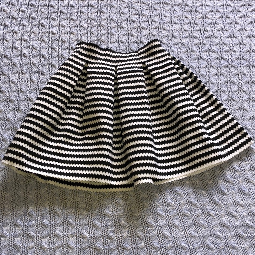 Express black and white striped skater skirt